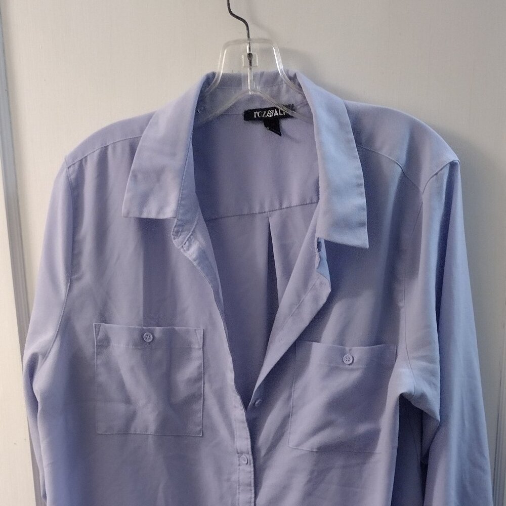 Roz & Ali Lavender Light Weight Long Sleeve Women's Button Up Blouse Size XL